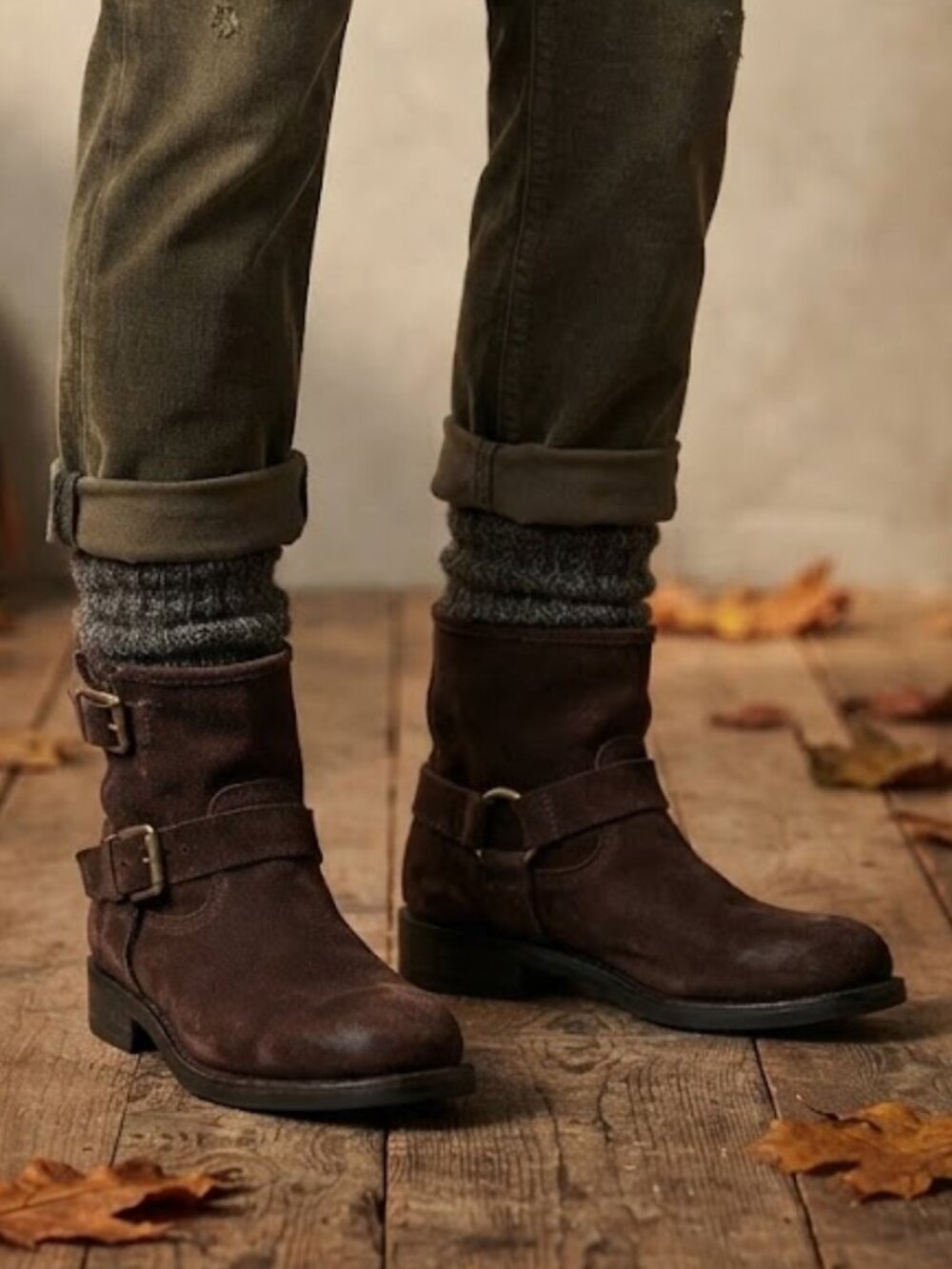 Allonsi Life of the Party Brown Slouch Boots Size 9 Suede Look Pointed Toe